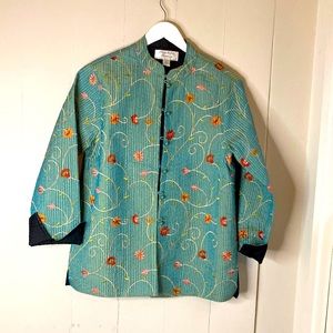 SAM’S HILU’S classic’s silk embroidered quilted reversible jacket NWOT XS